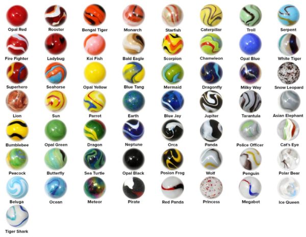 Mega Marbles 1" Shooter Bundle - Pack of 57 Different Styles in 25mm