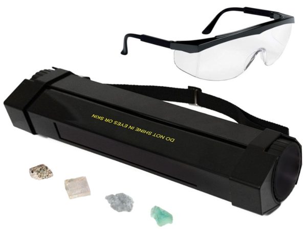 11 Watt Enhanced Midwave (307nm) & Longwave (365nm) UV Lamp w/ Fluorescent Mineral Samples & Safety Glasses