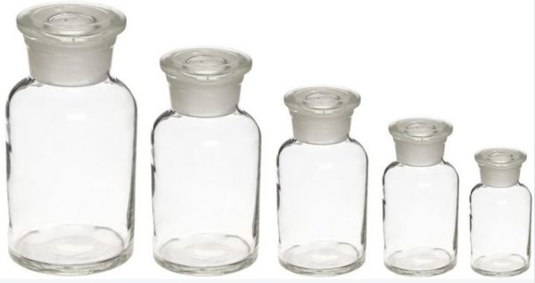 Glass Reagent Bottles: Apothecary Style: 5 Jar Set: 60-125-250-500-1000mL