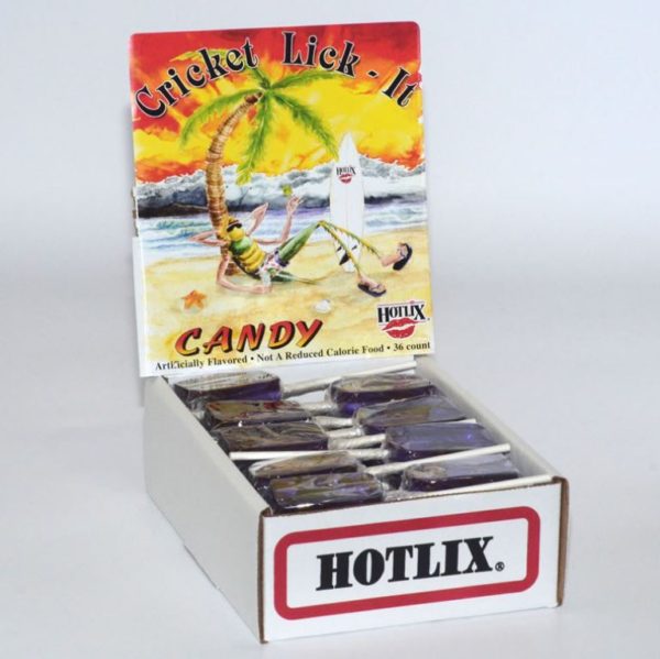 Grape Hotlix Cricket Licket Sucker - Box of 36 Real Insect Bug Candy Lollipops