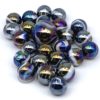Vintage Net Bag of 25 "Milky Way" Glass Mega Marbles Nice Color Vacor 24 Players 1 Shooter Iridescent Metallic Base w White Swirls Pre-2015 - Image 2
