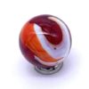 16mm Early Edition "Rooster" Glass Mega Marbles Player Vacor Pk 5 Transparent Red w White & Orange/Red Swirls Gorgeous Colors Vintage 2003 - Image 3