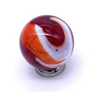 100 Bulk Bag 25mm Rooster 1" Shooter Glass Mega Marbles Clear Red & White Vacor