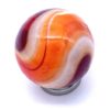 16mm Early Edition "Rooster" Glass Mega Marbles Player Vacor Pk 5 Transparent Red w White & Orange/Red Swirls Gorgeous Colors Vintage 2003 - Image 5