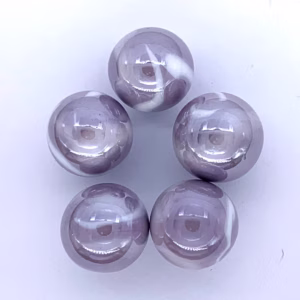 16mm "Wizard A" Glass Mega Marble Players 5/8th" Pk 5 Pale Lavender w White Swirls 2009-2013 Iridescent Retired Discontinued Color Vacor