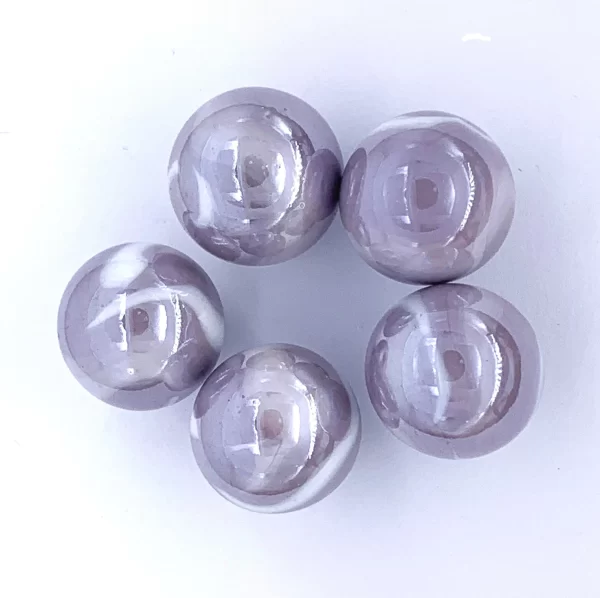 25mm "Wizard A" Glass Mega Marble Shooters 1" Pk 5 Pale Lavender w White Swirls 2009-2013 Iridescent Retired Discontinued Color Vacor (Copy)