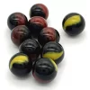 Pack of 10 "Twister" 12mm (Approximately) Peewee Glass Mini Mega Marbles Black w Yellow & Orange / Red Swirls Early Edition Pre - 2000 Vacor - Image 2