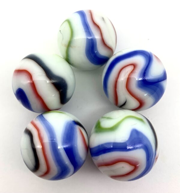 New for 2024! 25mm Tie Dye Glass Marble Shooter 1" Pk 5 House of Marbles Vacor