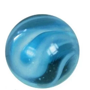 Bulk Bag 25mm Stingray Pk 100 Shooter Glass Marbles 1" Sky Blue w White Vacor