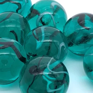 Bulk PK 100 Wicked Owl 25mm Glass Shooter Mega Marbles Teal Green/Blue Vacor 1"