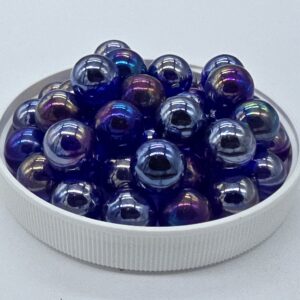 Vintage 14mm "Lustered Cobalt" Pack of 25 Player Glass Marbles (~9/16 inch) - Translucent Cobalt Blue Iridescent Crafts Decor