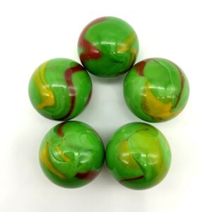 25mm Dragon (1") Marble Shooters Pack of 5 Light Green w Red & Yellow Swirls Decorating Games Crafts Art Work (Copy)