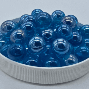 Vintage 14mm "Lustered Ice Blue" Pack of 25 Player Glass Marbles (~9/16 inch) - Translucent Ice Blue Iridescent Crafts Decor