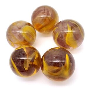 25mm Early Edition Mummy Glass Mega Marble Shooters Choice: Pk of 5 Light Translucent Purple w Thin Orange Swirls Vintage