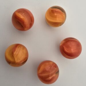 Orange Cat's Eye 14mm (0.55 in) Glass Player Marbles Set of 25 Vacor Crafts Decor Chinese Checkers Size Vintage four Orange Vanes