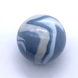 25mm "Stegosaurus" Glass Marble Shooter (1 inch) Opaque Slate Gray/Blue w White & Pale Pink Swirls Vacor 2004 - 2007 RETIRED! RARE!